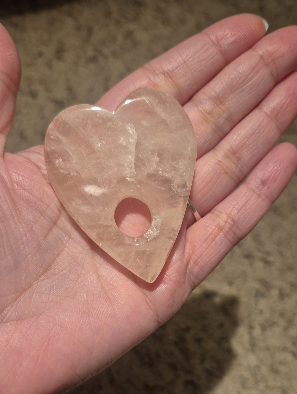 Handheld Rose Quartz Heart Planchette